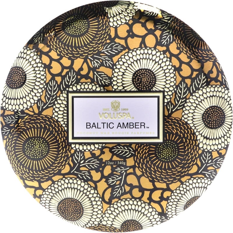 Voluspa Baltic Amber, Tin Candle 3 Wick Tin Candle, 12 oz, 40 Hours Burn Time, Coconut Wax for Clean Burning, Handcrafted in the USA - Image 2